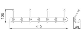 Планка с крючками для полотенец Haiba HB201-7 хром